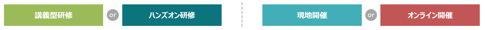講義型研修,ハンズオン研修,現地開催,オンライン開催